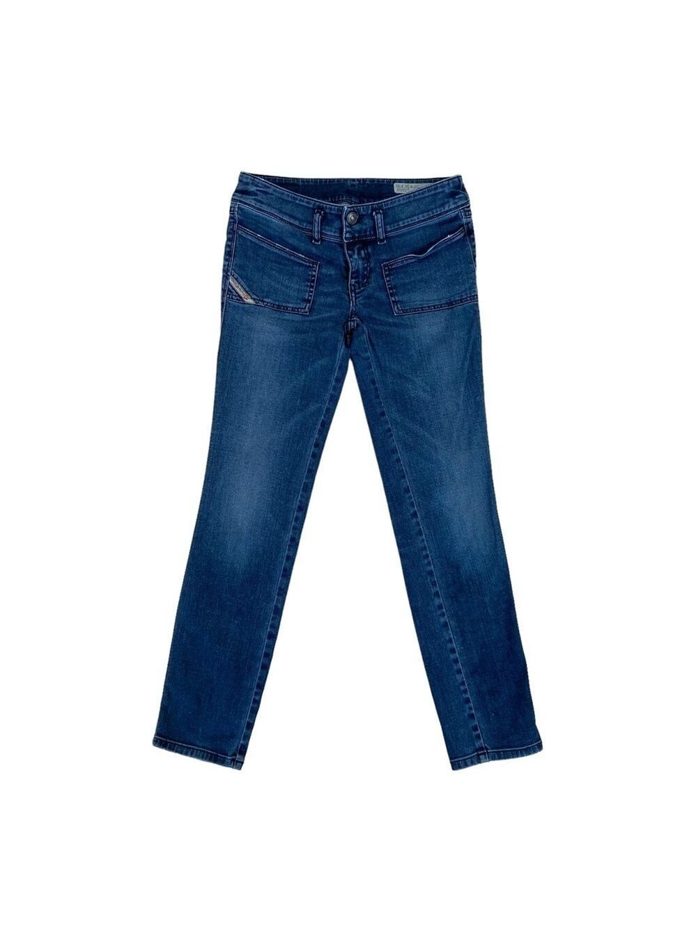Diesel jeans Husky slim skinny low rise leather black tag blue stretch denim  25